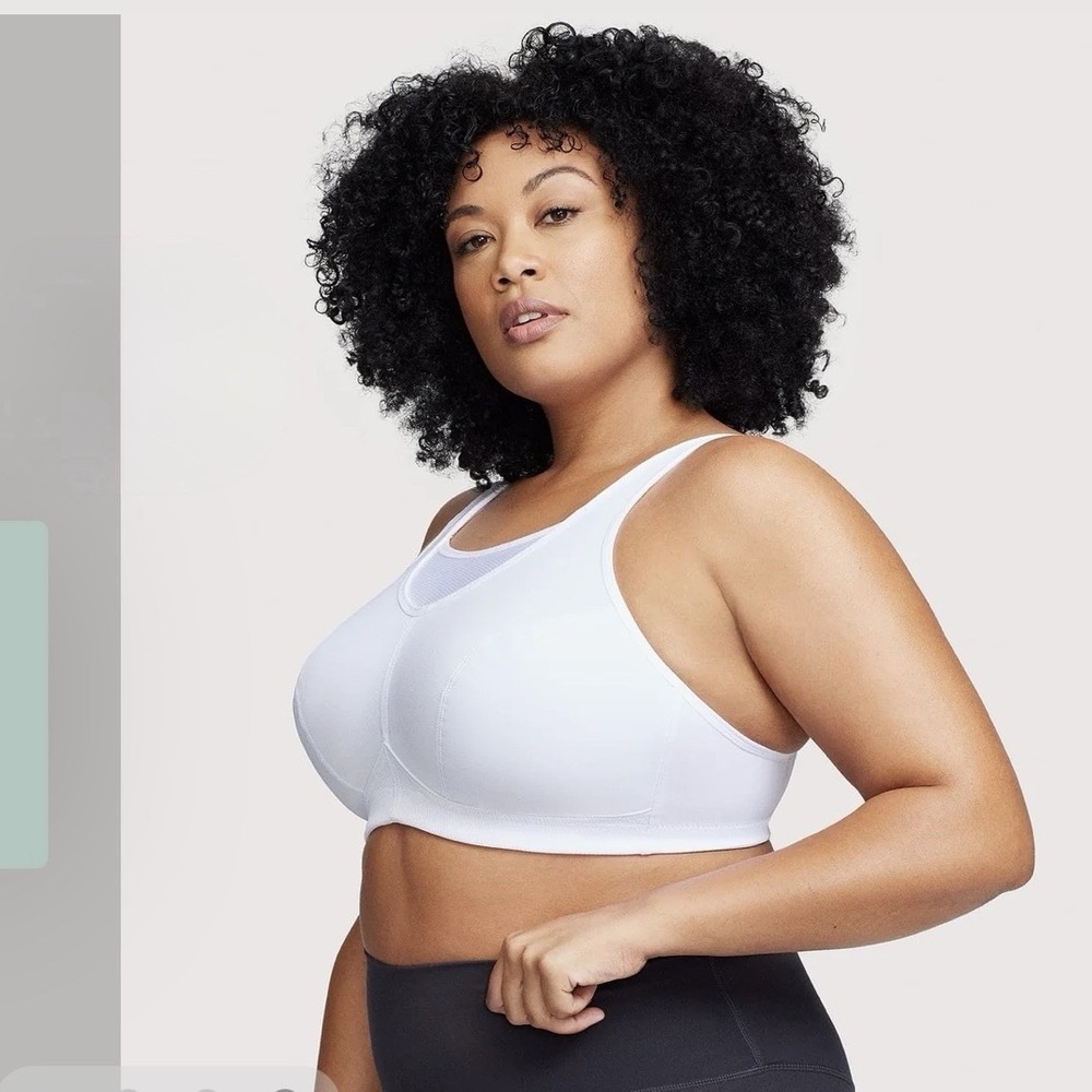 Glamorise No-Bounce Camisole Sports Bra White 44D 1066 Medium‎ Control